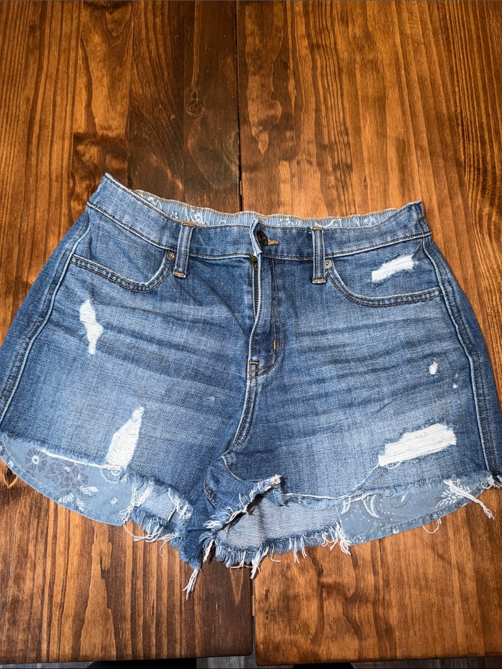 aerie Women's Distressed Blue Denim Jean Shorts